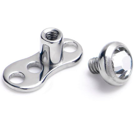 14G 3mm Gem Bezel Top 3 Hole Dermal Implant Grade Titanium Anchor Base