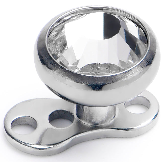 14G 5mm Gem Bezel Top 3 Hole Dermal Implant Grade Titanium Anchor Base