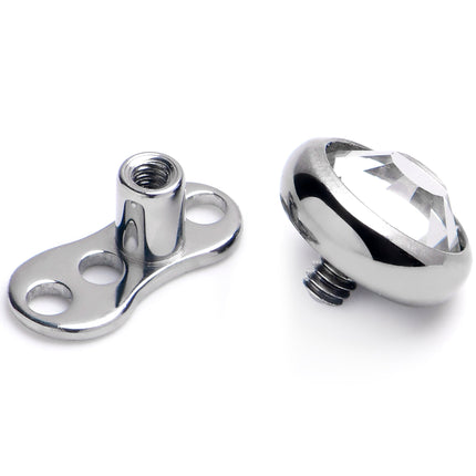 14G 5mm Gem Bezel Top 3 Hole Dermal Implant Grade Titanium Anchor Base