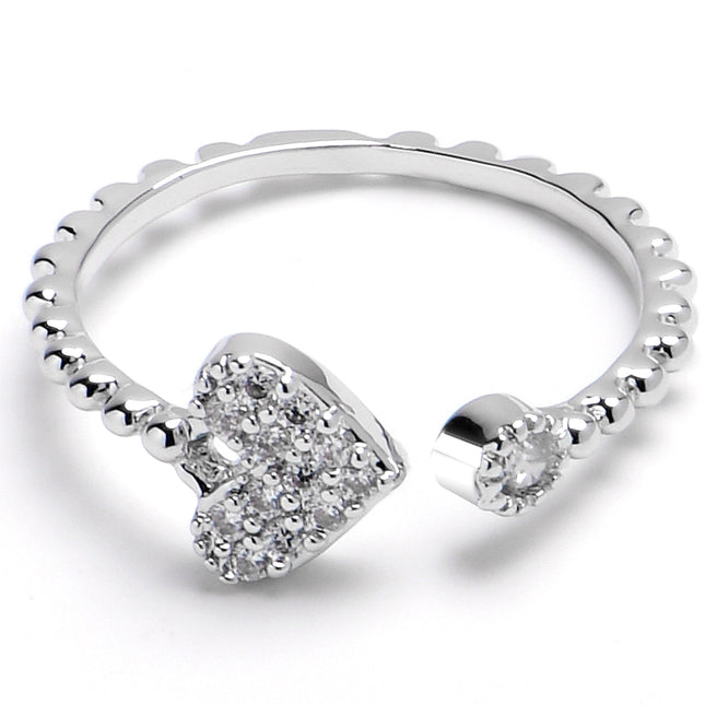Midi Ring Clear Gem Delicate Sparkle Heart Toe Ring