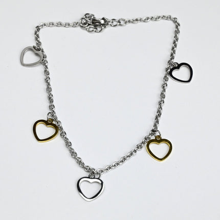 Open Heart Dangle Stainless Steel Ankle Bracelet