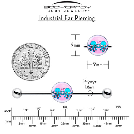 14G Loving Octopus Duo Industrial Barbell 38mm