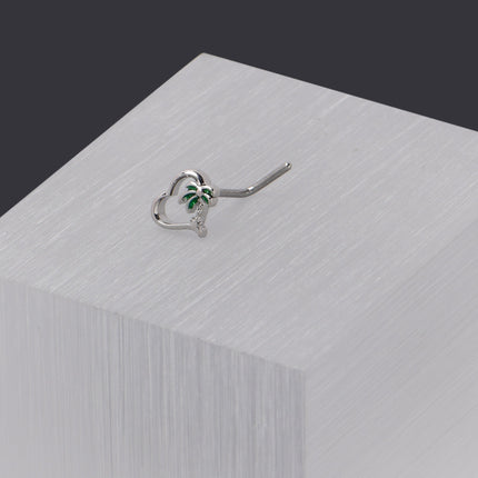 20G 1/4 Palm Tree Love Heart L Shape Nose Ring
