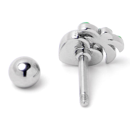 16G 1/4 Aurora Gem Beach Heart Palm Tree Cartilage Tragus Earring