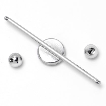 14G Inlay Patriotic Kissy Lips Industrial Barbell 38mm