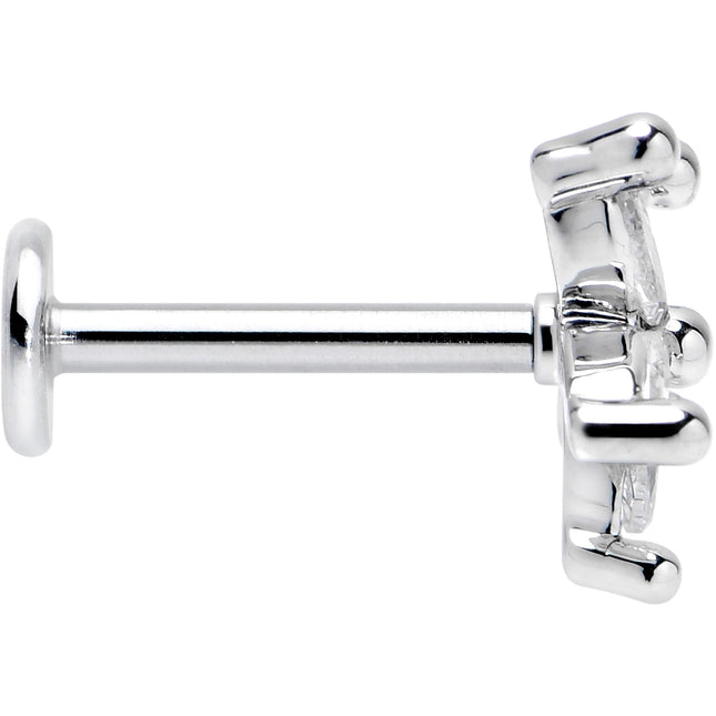 16G 5/16 Clear CZ Gem Flower Fantastic Internally Threaded Labret