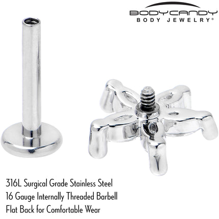 16G 5/16 Clear CZ Gem Flower Fantastic Internally Threaded Labret