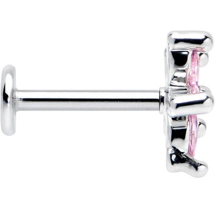 16G 5/16 Pink CZ Gem Flower Fantastic Internally Threaded Labret