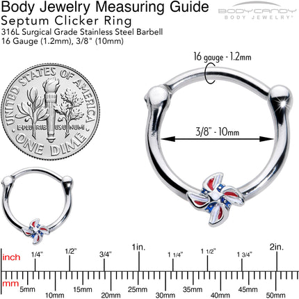 16G 3/8 Patriotic Pinwheel Cartilage Clicker