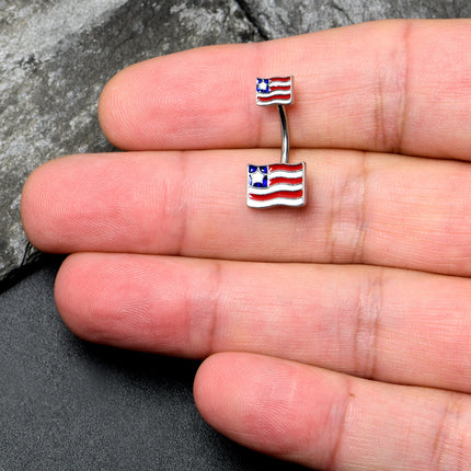 Patriotic Flag Double Mount Belly Ring