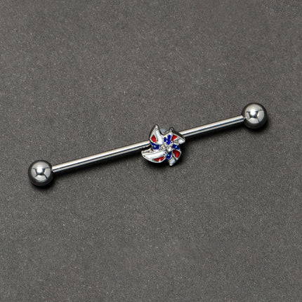 14G Patriotic Pinwheel Industrial Barbell 38mm