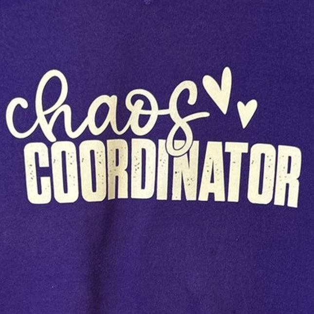 Upcycled Hand Printed Womens Medium Chaos Coordinator Long Sleeve Sweatshirt
