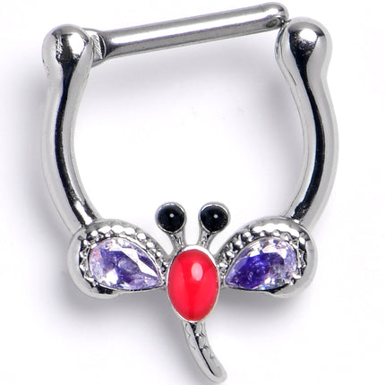 16G 5/16 Purple Gem Embellished Dragonfly Cartilage Clicker
