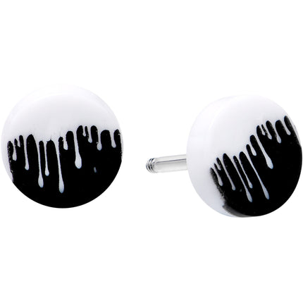 16G Black White Reverse Drip Acrylic Cheater Plug Set