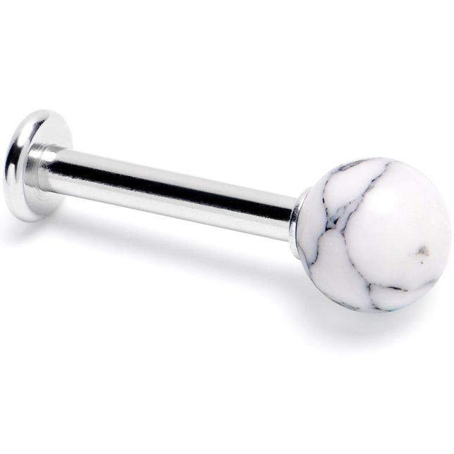 14G 3/8 White Howlite Natural Stone Labret Tragus Earring