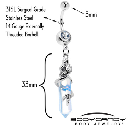 Clear Gem Mermaid Rider Dangle Belly Ring