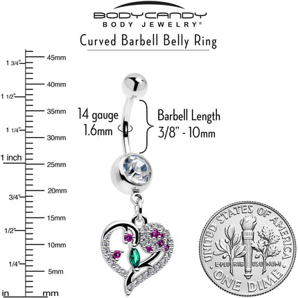 Emerald Passion CZ Gem Heart Dangle Belly Ring