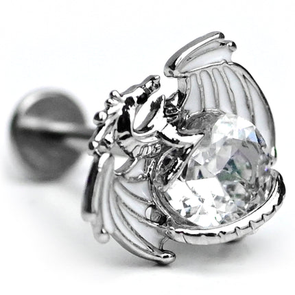 16G 5/16 Clear Gem Heart of Dragon Labret Monroe Tragus