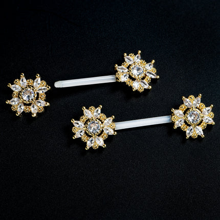 14G 9/16 Clear Gem Classic Cross PTFE Bioplast Barbell Nipple Ring Set