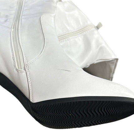 New Dream Pairs Women Size 8.5 White Faux Leather 3" Heel Knee High Boots w Flaw