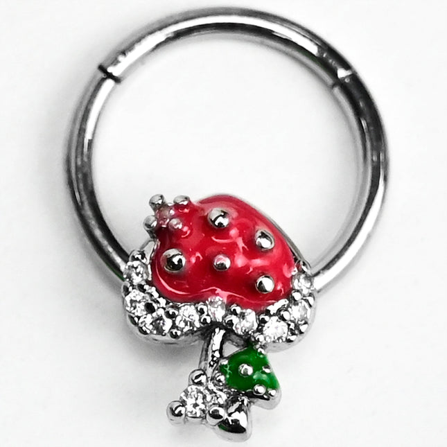 16G 3/8 Clear Gem Glamour Shroom Hinged Segment Ring