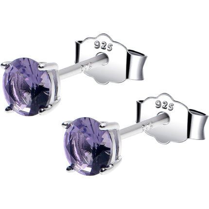 4mm CZ 925 Sterling Silver February Birthstone Stud Earrings