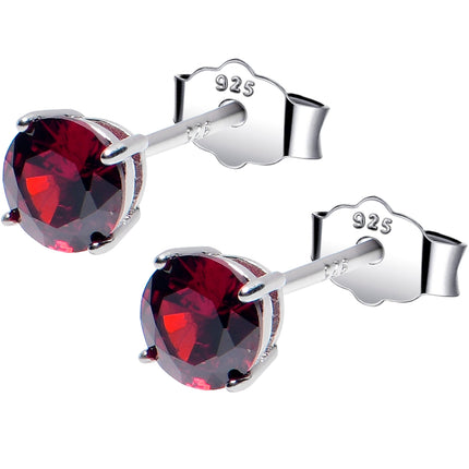 5mm CZ 925 Sterling Silver January Birthstone Stud Earrings