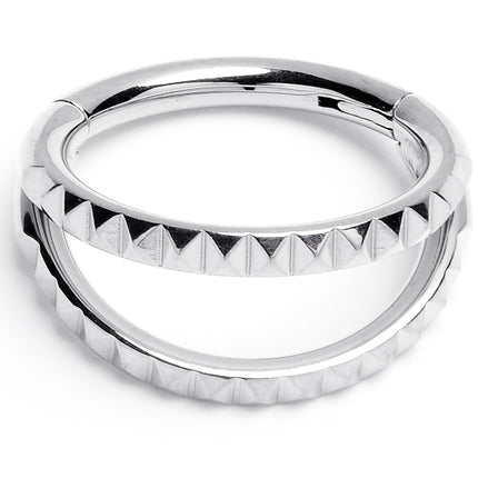 16G 5/16" 316L Steel Double Spike Precision Hinged Segment Ring