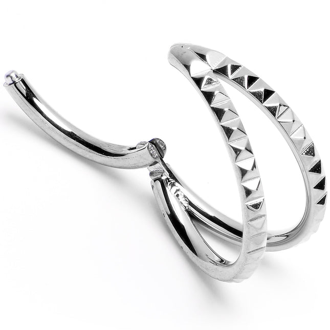 16G 3/8" 316L Steel Double Spike Precision Hinged Segment Ring