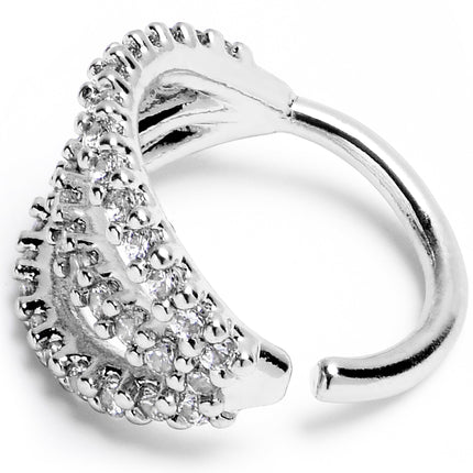 18G 5/16 Clear CZ Gem Faux Triple Hoop Closure Ring