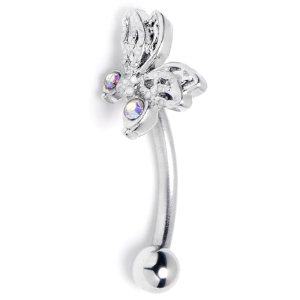 16G 5/16 Aurora Gem Ultra Drama Butterfly Curved Eyebrow Ring