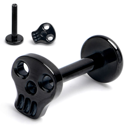 16G 5/16 Black ASTM F-136 Implant Grade Titanium Internally Threaded Skull Labret