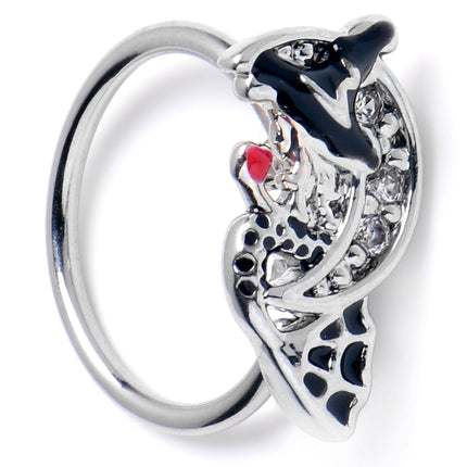 20G 5/16 Clear CZ Gem Crescent Moon Witch Halloween Nose Hoop