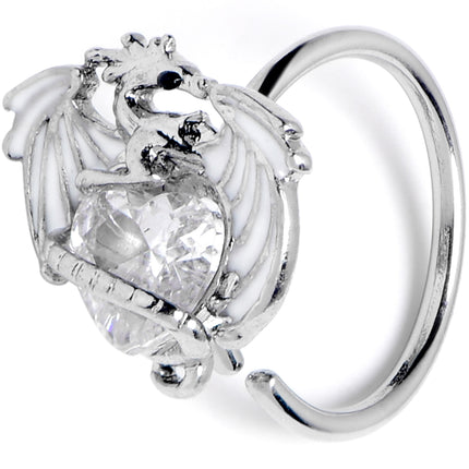 20G 5/16 Clear Gem Heart of Dragon Nose Hoop