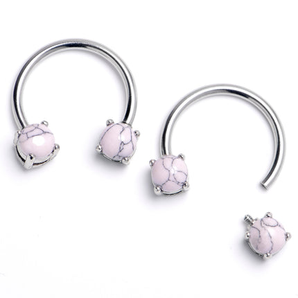 14G 9/16 Pink Turquoise Internally Threaded Horseshoe Nipple Ring Set