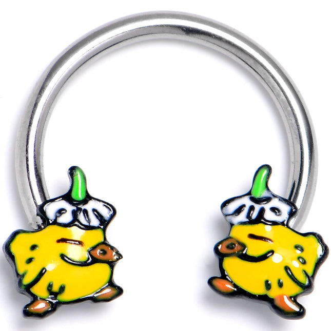 16G 3/8 Duck Flower Hat Horseshoe Circular Barbell