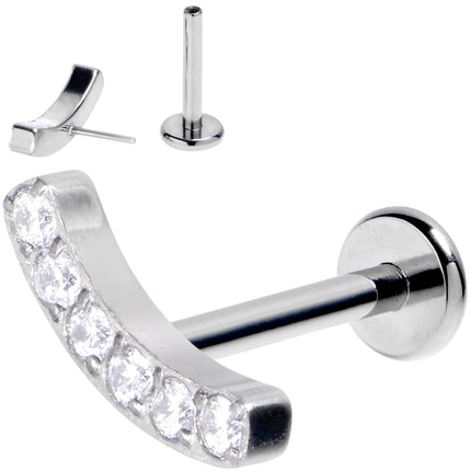 16G 5/16 Clear Gem Arc Grade 23 Titanium Threadless Push In Labret Tragus