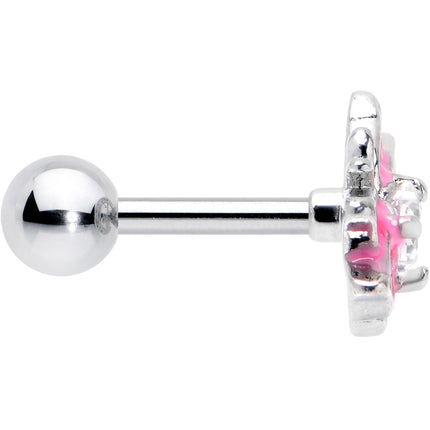16G 1/4 Clear Gem Heart Pink Butterfly Cartilage Tragus Earring