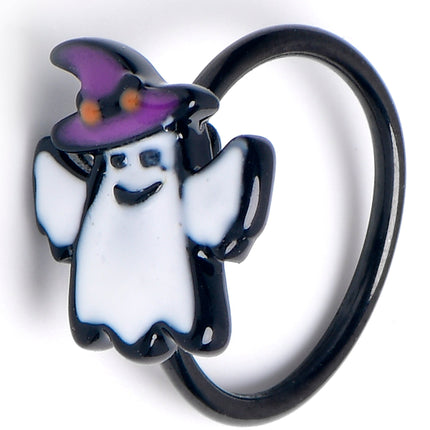 20G 5/16 Black Witch Hat Ghost Nose Hoop