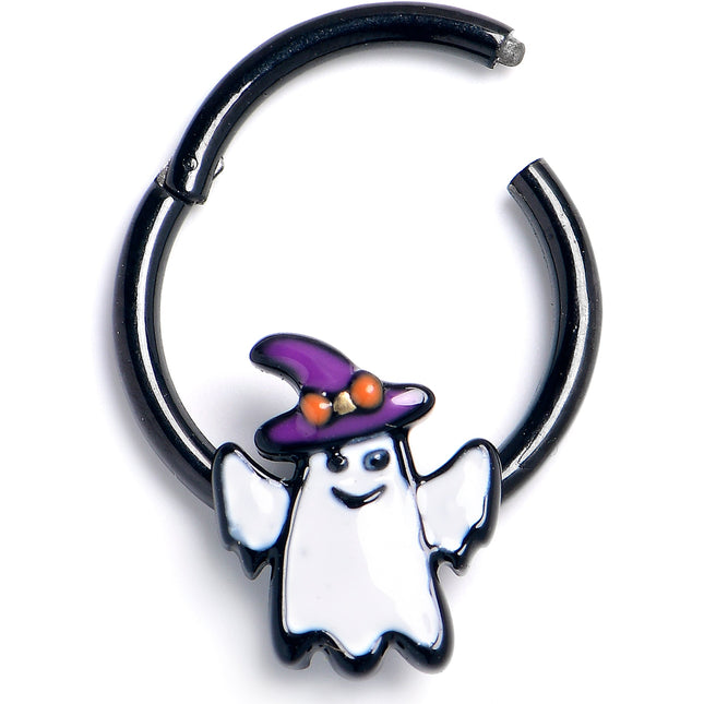 16G 3/8 Black Witch Hat Ghost Hinged Segment Ring