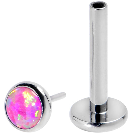 16G 5/16 Pink Synthetic Opal G23 Titanium Threadless Push In Labret