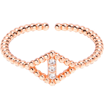 Clear Gem Textured Rhombus Rosy Adjustable Toe Ring