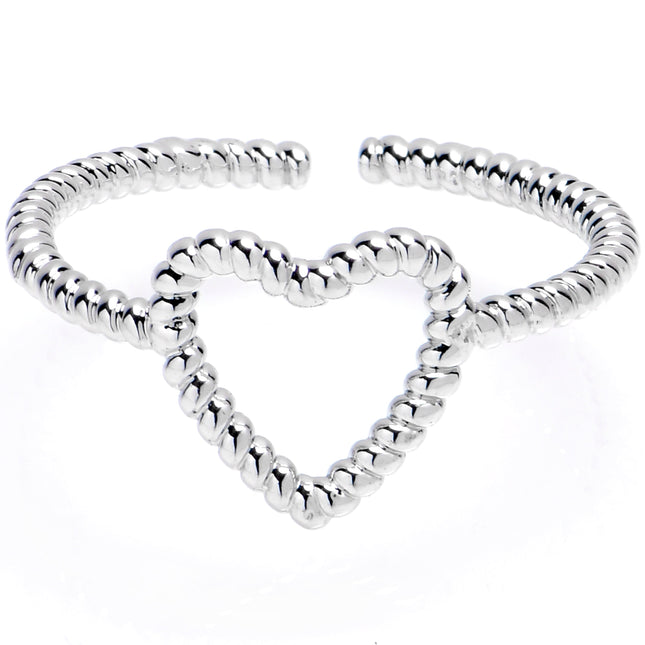 Textured Heart Open Adjustable Toe Ring