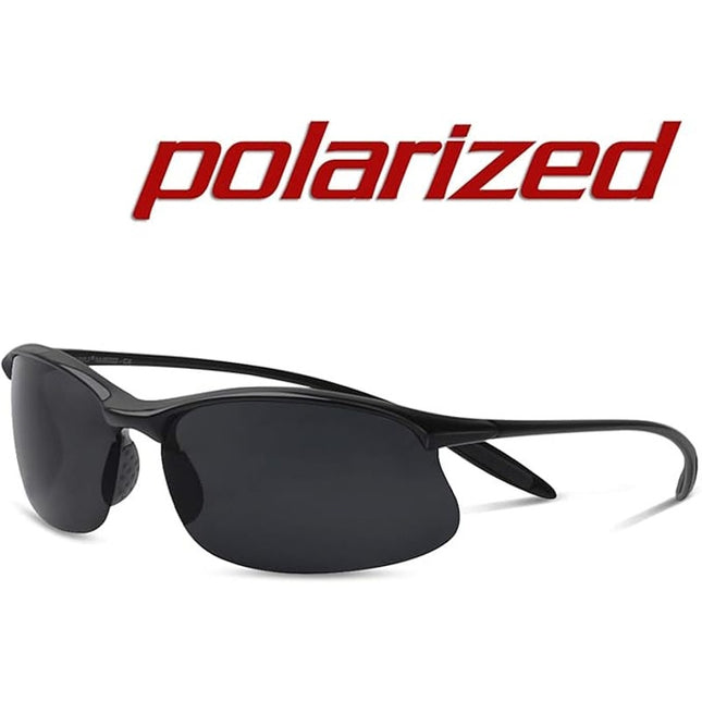 New MaxJuli Black Polarized Shock Resistant Flexible Athletic Sports Sunglasses