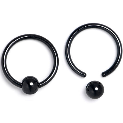 16G 3/8 Clear Gem Black Moon Heart BCR Captive Ring Set of 4