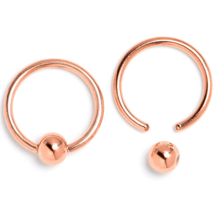16G 3/8 Clear Gem Rose Gold Tone Butterfly BCR Captive Ring Set of 4