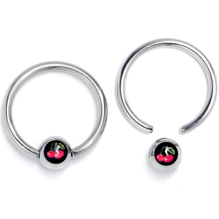 16G 3/8 Cherry Ball BCR Captive Ring Set of 4
