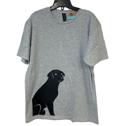 New Hand Printed Mens Small Gray Heathered Black Lab Dog Short Sleeve Tee Shirt