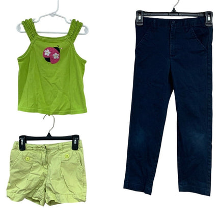 Lot of 3 GymBoree Cat & Jack Girls Size 7 Ladybug Tank Top Shorts Skinny Pants