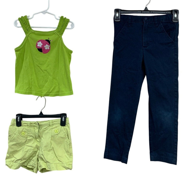 Lot of 3 GymBoree Cat & Jack Girls Size 7 Ladybug Tank Top Shorts Skinny Pants